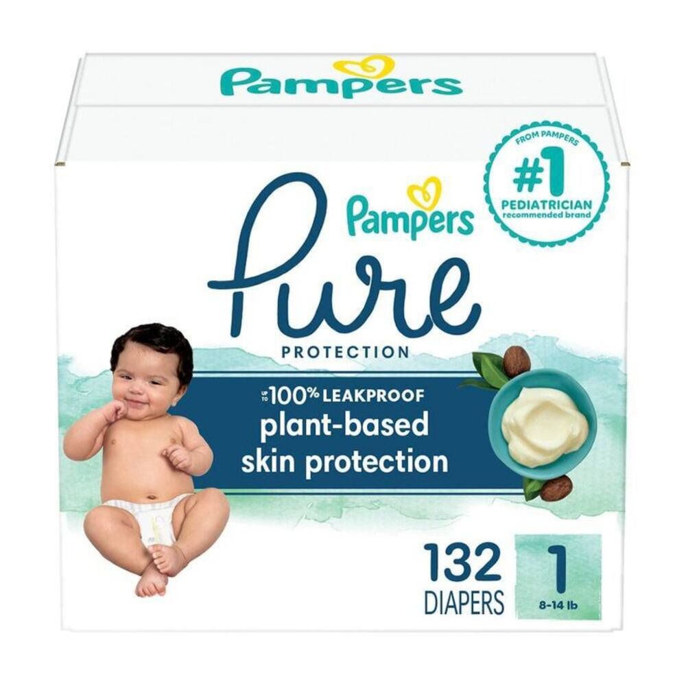 Pampers Pure Protection Diapers Size 1 132 ct Vitamin-Enriched LockAway Core